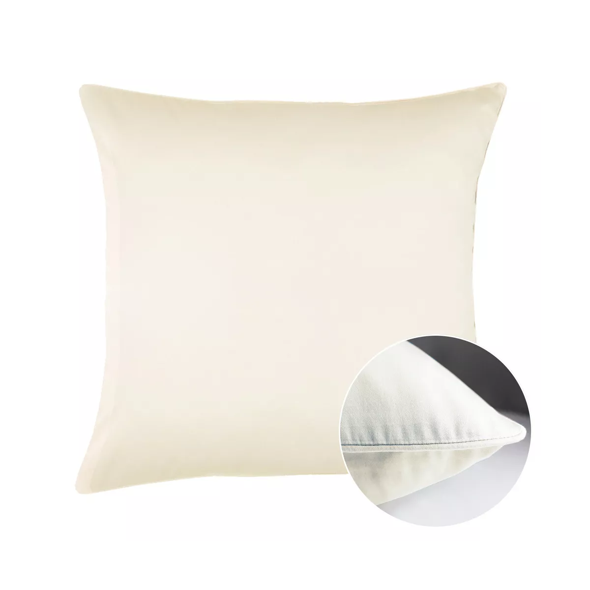 Taie d'oreiller satin de coton uni ivoire Ava uni angora