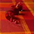 Linge de table pur coton enduit motif jacquard rouge orange Mille wax ketchup