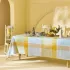 Linge de table pur coton motif jacquard vert jaune Mille lieues aube