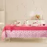 Linge de table pur coton motif jacquard rose bleu Mille rosaces framboise