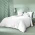Parure de lit satin de coton motif jacquard blanc Vibrato blanc