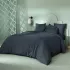 Parure de lit satin de coton motif jacquard bleu Vibrato bleu nuit