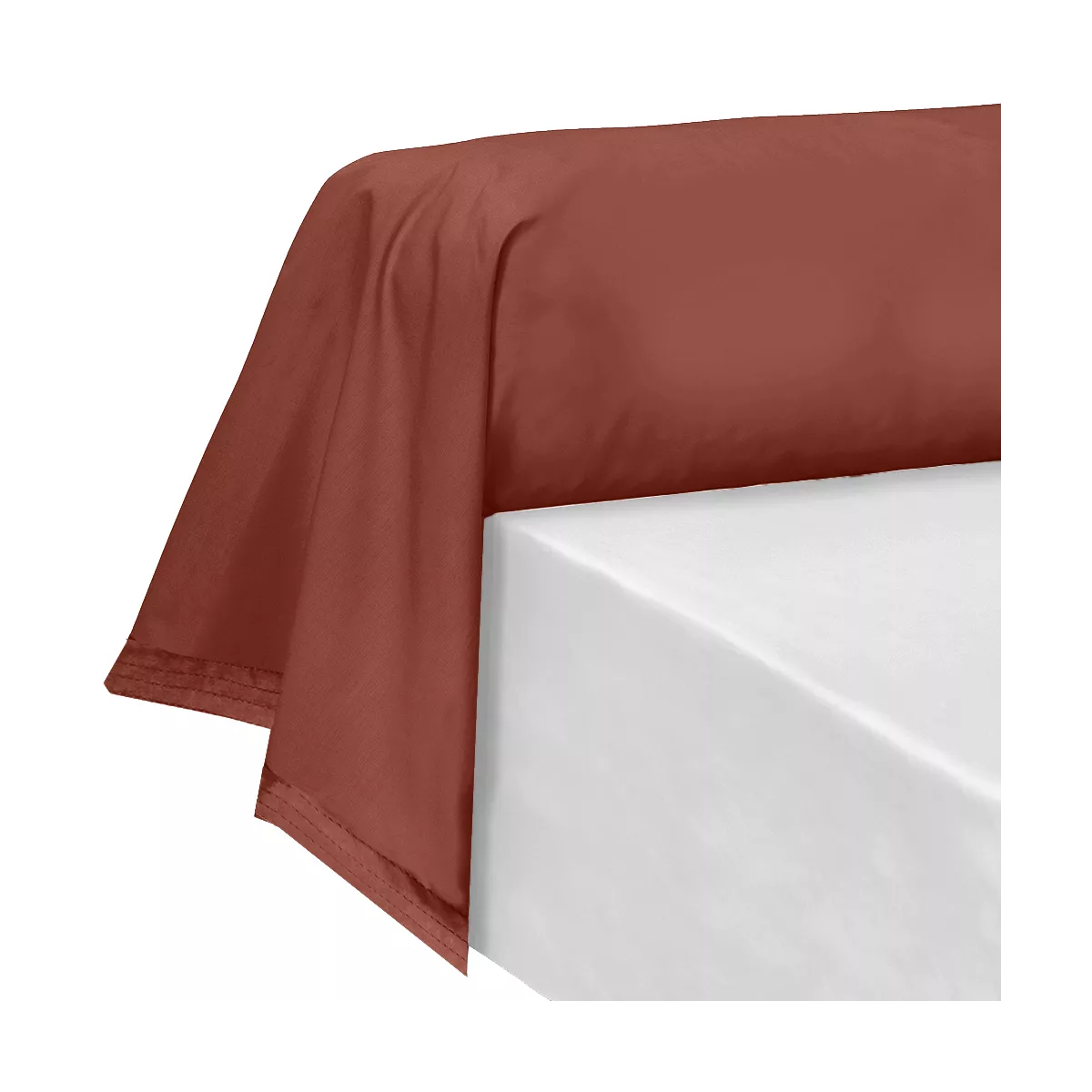 Taie de traversin percale de coton uni rouge orange La percale francaise rouille
