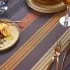 Linge de table pur coton enduit motif jacquard marron brun Mille bambous onyx