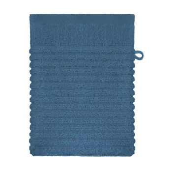 Gant de toilette pur coton 575 g/m² uni bleu Vitae denim