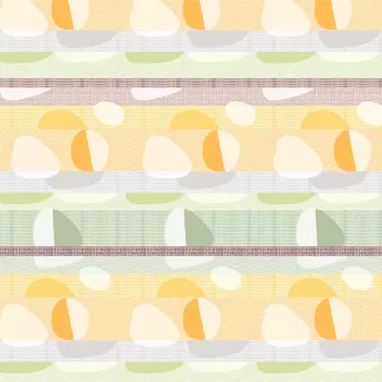 Nappe sur mesure pur coton enduit 205 g/m² motif jacquard orange vert Mille galets terre cuite
