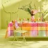Nappe pur coton 220 g/m² motif jacquard vert rose Mille sources berlingot