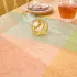 Linge de table pur coton enduit motif jacquard jaune rose Mille empreintes pastel