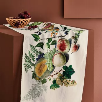 Chemin de table lin & coton lavé 190 g/m² imprimé multicolore Abondance d'automne naturel