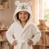 Peignoir enfant enfant pur coton 420 g/m² brodé marron beige Petit ours angora