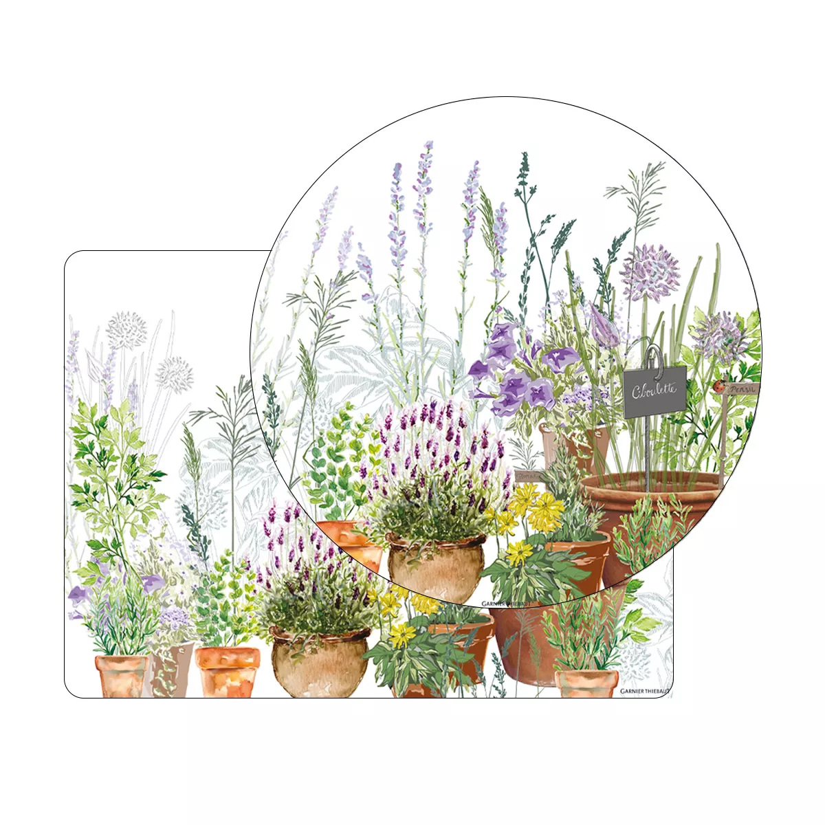 Set vinyle 860 g/m² imprimé vert violet Jardin aromatique provence