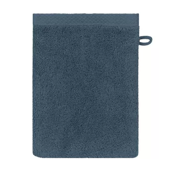 Gant de toilette pur coton 550 g/m² uni bleu Elea bleu ardoise