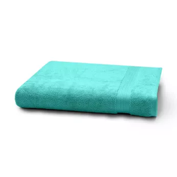 Drap de bain pur coton 550 g/m² uni bleu Elea curacao