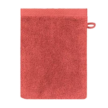 Gant de toilette pur coton 550 g/m² uni rose Elea corail