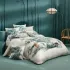 Parure de lit satin de coton 115 g/m² imprimé beige bleu Utopie encre