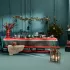 Linge de table pur coton 220 g/m² motif jacquard rouge vert Noel magique houx