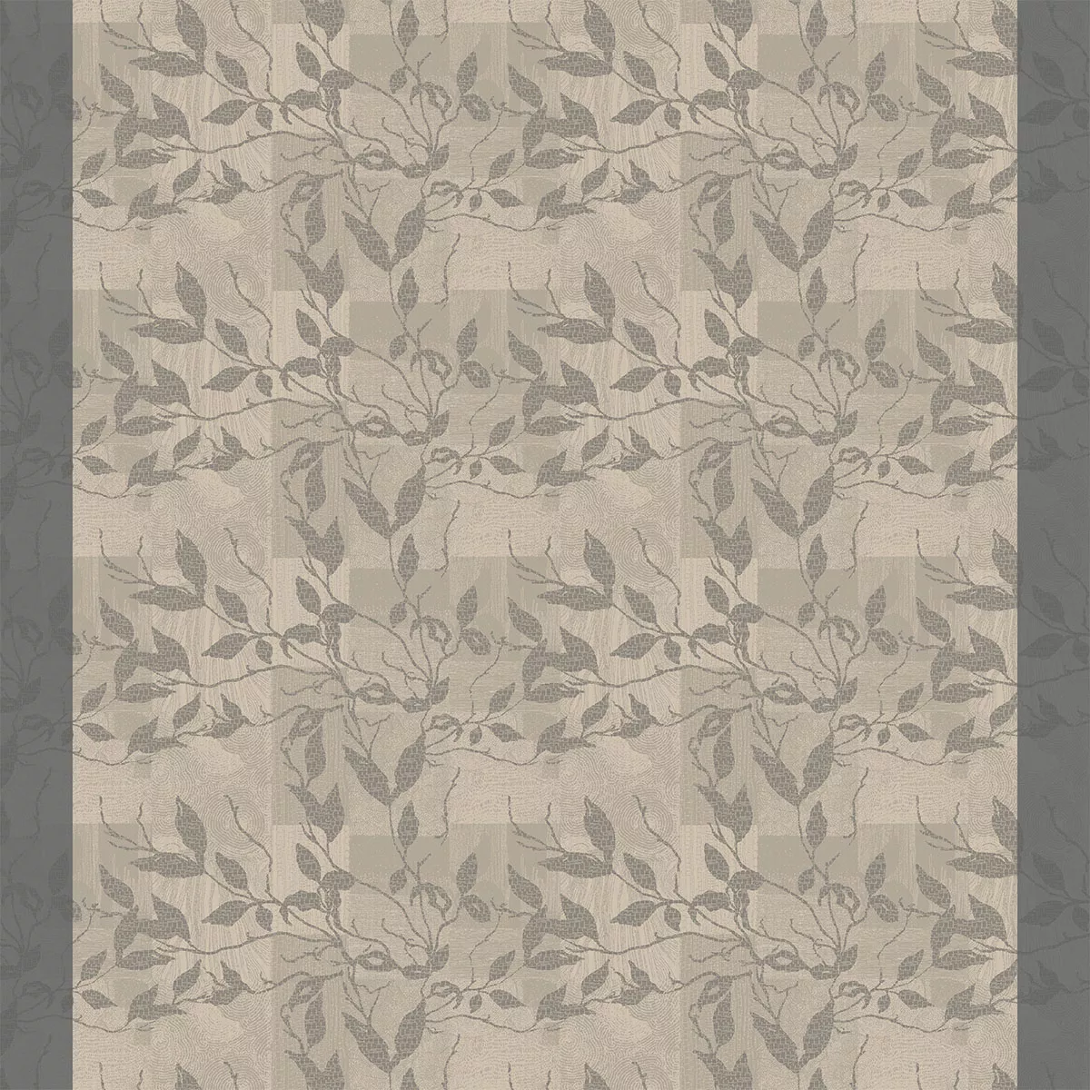Nappe sur mesure pur coton enduit 220 g/m² motif jacquard anthracite gris Mille prunus silver