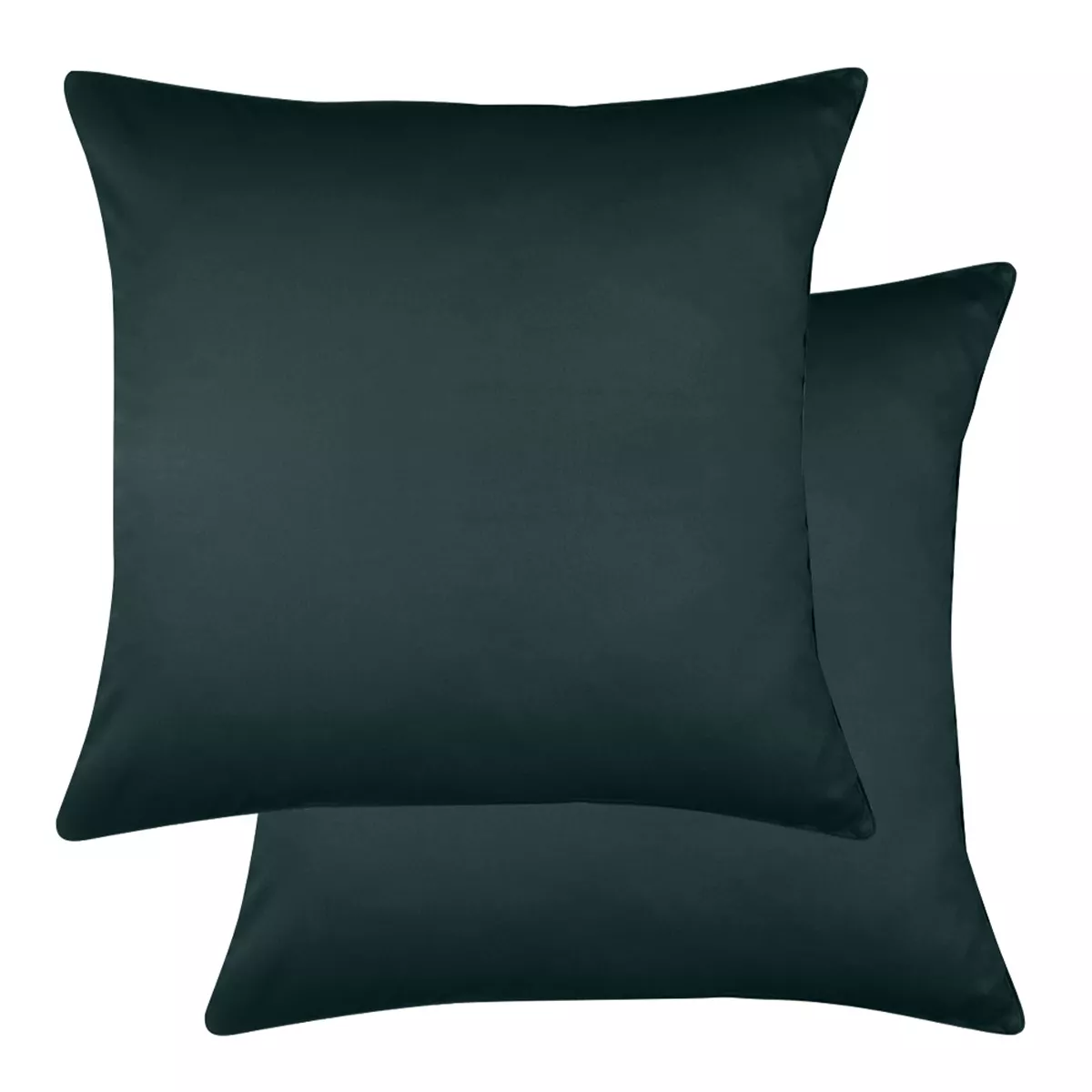 Lot de 2 taies satin de coton 115 g/m² uni canard Ava uni vert anglais