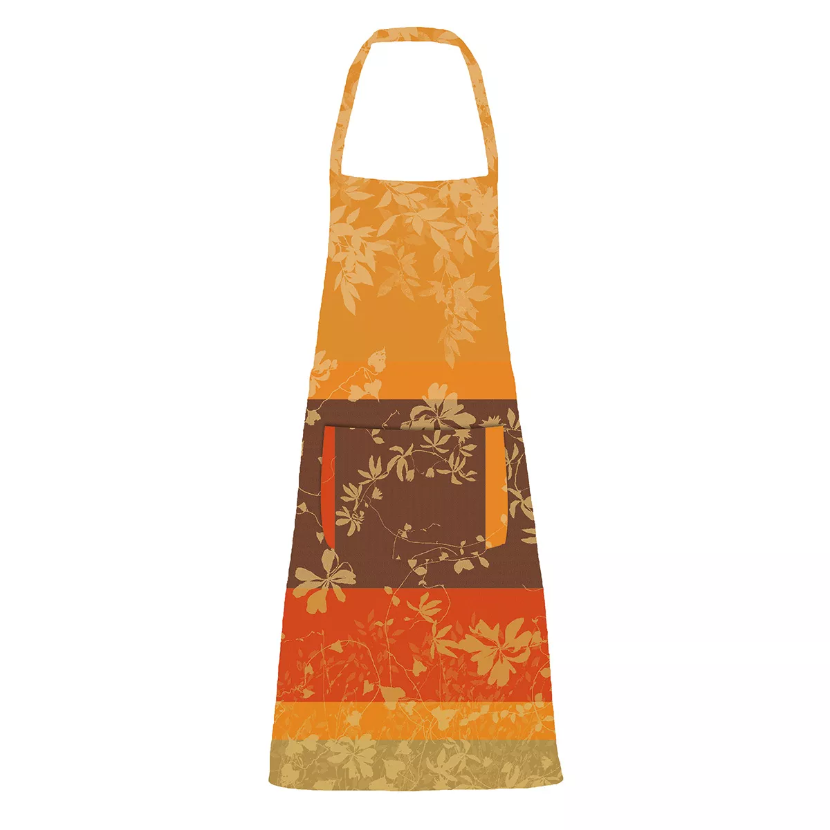 Tablier pur coton enduit 220 g/m² motif jacquard marron orange Mille lierres automne