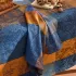 Serviette pur coton 220 g/m² motif jacquard bleu brun Mille branchages crepuscule
