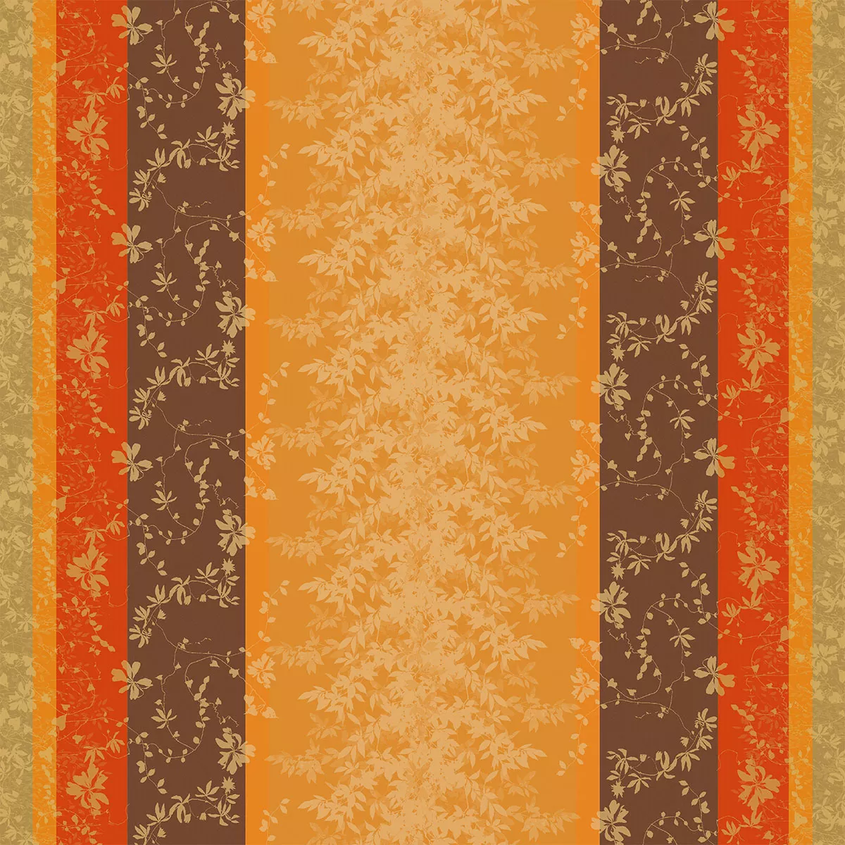 Nappe sur mesure pur coton 220 g/m² motif jacquard orange marron Mille lierres automne