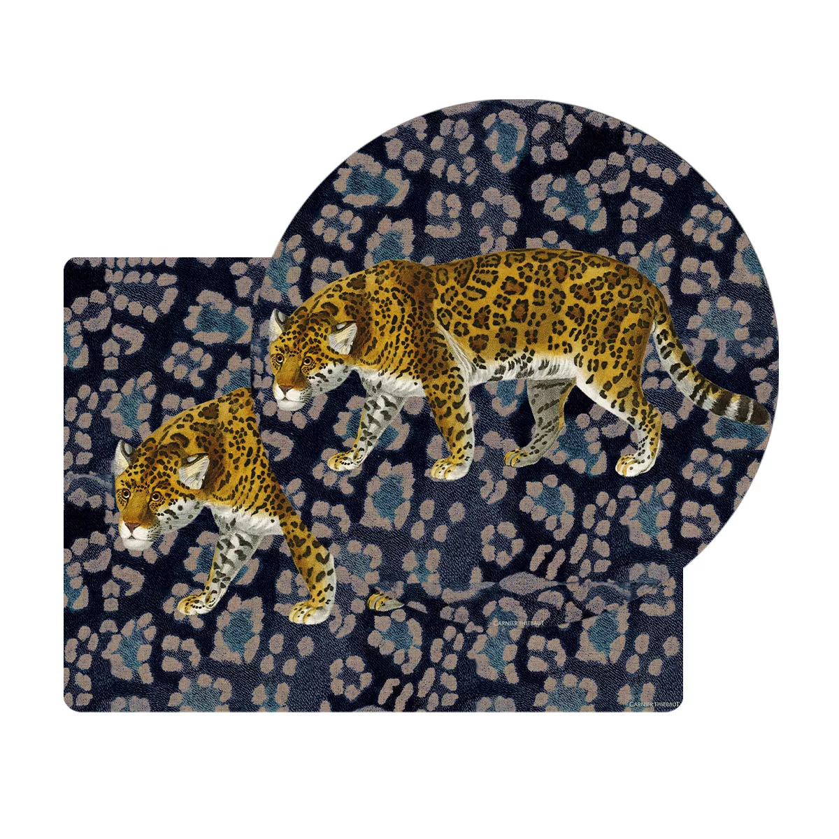 Set vinyle 860 g/m² imprimé bleu jaune Jaguar fauve