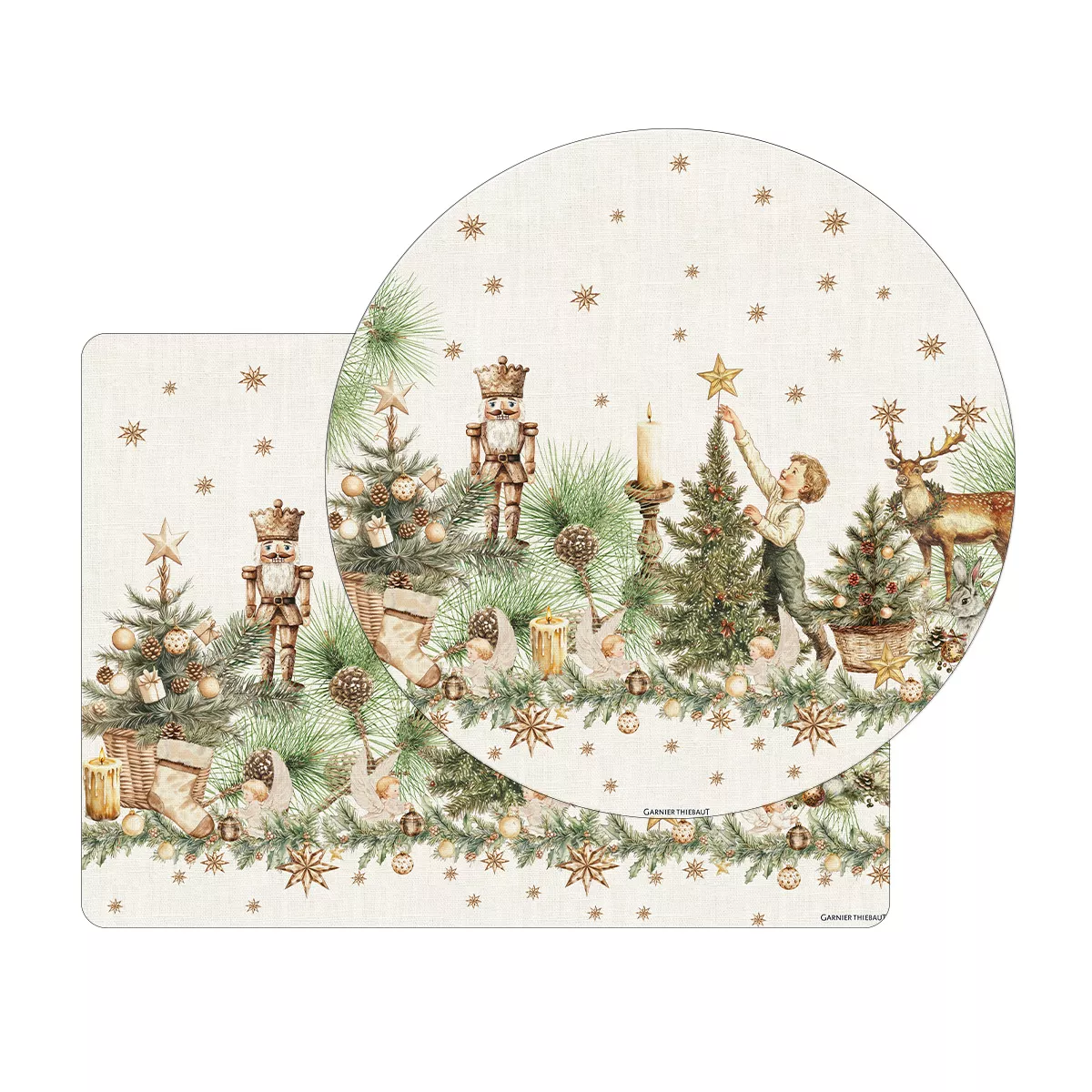 Set vinyle 860 g/m² imprimé jaune vert Noel vintage dore