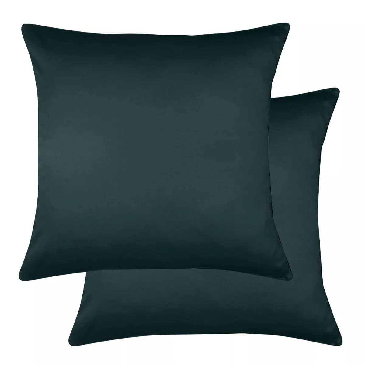 Lot de 2 taies satin de coton 115 g/m² uni canard Ava uni vert anglais