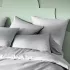 Taie d'oreiller satin de coton motif jacquard gris Vibrato glacier