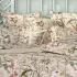 Taie d'oreiller satin de coton imprimé rose beige vert Prairie legere beige