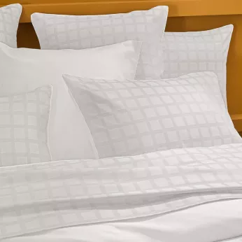 Taie d'oreiller satin de coton motif jacquard blanc Allegria neige