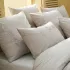 Taie d'oreiller pur coton lavé tissé teint brodé beige Monnaie du pape naturel