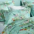 Taie d'oreiller satin de coton 115 g/m² imprimé vert bleu Le printemps azur