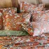 Taie d'oreiller satin de coton imprimé orange Fleurs d'oranger rouille