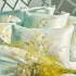 Taie d'oreiller satin de coton imprimé bleu Mimosas d'ete turquoise