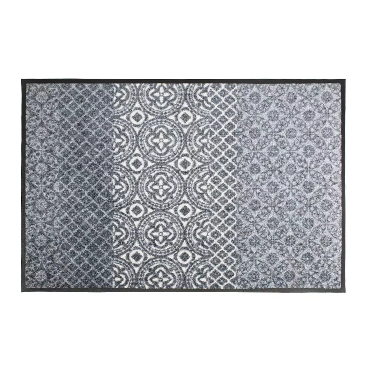 Tapis decor caoutchouc & nylon imprimé gris Bastides gris