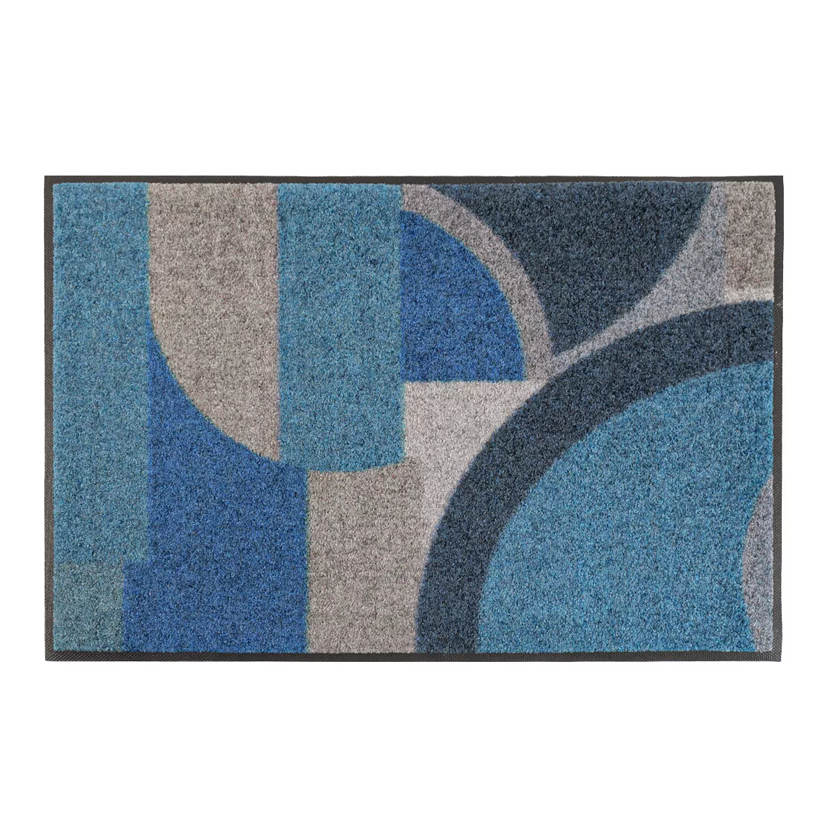 Tapis decor caoutchouc & nylon imprimé bleu canard Livio petrole