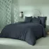 Housse de couette satin de coton motif jacquard bleu Vibrato bleu nuit