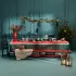 Nappe pur coton antitache 220 g/m² motif jacquard vert rouge Noel magique houx
