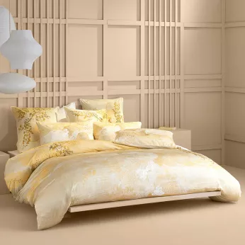 Housse de couette satin de coton 115 g/m² imprimé jaune or Soleil d'or dore